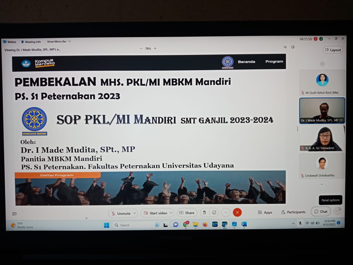 Prodi Sarjana Peternakan Fapet Unud Gelar Pembekalan Mahasiswa Peserta PKL/Magang Industri MBKM Mandiri Tahun 2023